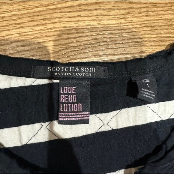 MAISON SCOTCH/  SCOTCH AND SODA LACE UP STRIPPED LONG SLEEVE TEE-1 - Picture 5 of 13